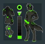  anthro bioluminescence canid canine canis caromi genitals glowing green_penis hi_res knot male mammal model_sheet penis solo wolf 