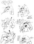  aldi anthro belly beverage black_and_white dialogue disembodied_hand drinking ears_down forced forced_drinking graphite_(artwork) lagomorph leporid male mammal monochrome pencil_(artwork) pivoted_ears rabbit sad sketch solo suprised_look traditional_media_(artwork) weight_gain 