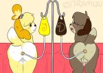  2016 anal anal_penetration animal_crossing anthro balls blush brown_body brown_fur butt canid canine canis digby_(animal_crossing) domestic_dog duo enema enema_bag female foreskin fur genitals humanoid_genitalia humanoid_penis incest_(lore) isabelle_(animal_crossing) leaning leaning_forward leaning_on_object looking_at_viewer looking_pleasured male male/female mammal nintendo penetration penis presenting presenting_hindquarters pussy sibling tiramizu_(artist) twins uncut video_games yellow_body yellow_fur 