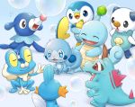  bubble closed_eyes closed_mouth commentary_request froakie gen_1_pokemon gen_2_pokemon gen_3_pokemon gen_4_pokemon gen_5_pokemon gen_6_pokemon gen_7_pokemon gen_8_pokemon kemonomichi_(blue_black) mudkip no_humans open_mouth oshawott piplup pokemon pokemon_(creature) popplio smile sobble squirtle starter_pokemon tongue totodile wavy_mouth 