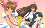  akizuki_nakuru card_captor_sakura dress hiiragizawa_eriol kerberos kinomoto_sakura madhouse megane seifuku weapon 