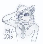  4th_of_july anthro canid canine canis clothed clothing dean_(drako1997) drako1997 ear_piercing ear_ring eyewear fur glasses hi_res male mammal multicolored_body multicolored_fur necktie piercing simple_background sketch smile solo two_tone_body two_tone_fur white_background wolf 