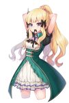  1girl bangs black_bow blonde_hair blue_eyes blush bow breasts elf eyebrows_visible_through_hair hair_bow hair_ornament highres long_hair looking_at_viewer pointy_ears ponytail princess_connect! princess_connect!_re:dive saren_(princess_connect!) shirushi solo 