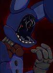  2020 4_fingers animatronic anthro bow button_(fastener) faceless fingers five_nights_at_freddy&#039;s five_nights_at_freddy&#039;s_2 grey_body hi_res imtrippingdude lagomorph leporid looking_down machine male mammal purple_body purple_inner_ear rabbit red_eyes robot signature teeth video_games withered_bonnie_(fnaf) 