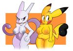  2020 absurd_res anthro anthrofied blackmore breasts felid feline female front_view genitals hi_res jewelry legendary_pok&eacute;mon mammal mewtwo milftwo navel necklace nintendo nipples nude pikachu pok&eacute;mon pok&eacute;mon_(species) pussy rodent standing thick_thighs video_games 