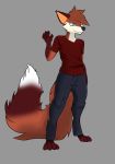  anonymous_artist anthro blue_eyes canid canine clothing dipstick_tail fox fur male mammal multicolored_tail orange_body orange_fur solo white_body white_fur 