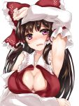  1girl armpits breasts cleavage hakurei_reimu kerotsupii_deisuku presenting_armpit touhou 