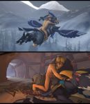  3d_(artwork) anal anal_penetration anthro avian bareback black_bars breath_of_the_wild chastity_device digital_media_(artwork) duo hi_res humanoid hylian letterbox link male male/male male_chastity_device male_penetrated male_penetrating male_penetrating_male nintendo penetration revali rito source_filmmaker stormrider the_legend_of_zelda video_games 