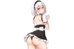  anthropomorphism ass azur_lane blush bow dress headband maid mizushina_minato panties red_eyes short_hair sirius_(azur_lane) skirt_lift underwear white white_hair 