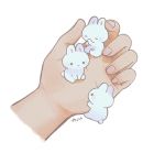  1other ayu_(mog) bunny commentary fingernails hands original out_of_frame signature simple_background symbol_commentary white_background 
