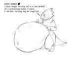  abdominal_bulge alphys ambiguous_gender ambiguous_prey anthro belly big_belly black_and_white blush bodily_fluids bottomless breasts buckteeth claws cleavage clothed clothing coat deep_navel dialogue english_text eyewear female female_pred glasses hi_res holding_object holding_tape_recorder hyper hyper_belly just-another-vore-artist lab_coat larger_ambiguous larger_prey lizard looking_at_belly looking_at_self monochrome navel non-mammal_breasts open_mouth open_smile reptile scalie side_view simple_background size_difference smaller_female smaller_pred smile solo_focus stuttering sweat tape_recorder teeth text thick_tail thick_thighs topwear undertale video_games vore wide_hips 