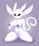  absurd_res adma228 anthro areola big_breasts black_sclera blue_nipples breasts female genitals grey_background guardian_spirit hi_res kneeling mammal nipples ori ori_(series) pussy simple_background solo white_body 