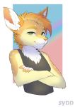  absurd_res anthro bust_portrait canid canine clothed clothing female fennec fox fur glow_(character) green_eyes herm_(lore) hi_res mammal mohawk_(hairstyle) portrait smiling_at_viewer solo synnfultiger tan_body tan_fur 