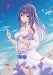  angel_no_shousou breast_hold cleavage dress no_bra skirt_lift thighhighs 