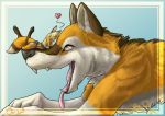  &lt;3 2008 anthro big_mango blue_background brown_body brown_fur canid canine canis domestic_dog duo female fennec feral foshu foshu_(character) fox fur kissing looking_at_another macro mammal micro micro_on_macro on_snout open_mouth pawpads paws simple_background size_difference size_play tongue tongue_out watermark white_body white_fur yellow_body yellow_eyes yellow_fur 