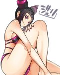  1girl black_hair breasts drill_hair han_juri looking_at_viewer nac000 nail_polish purple_eyes short_hair smile solo street_fighter street_fighter_iv_(series) swimsuit twin_drills 
