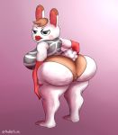  2020 animal_crossing anthro big_breasts big_butt breasts brown_hair butt clothed clothing curvy_figure digital_media_(artwork) digital_painting_(artwork) dress female fur gloves hair handwear hi_res huge_breasts lagomorph legwear leporid lipstick looking_back makeup mammal nekerlum nintendo panties pose rabbit red_gloves red_lipstick seductive seductive_eyes short_hair simple_background solo standing thick_thighs thigh_highs tiffany_(animal_crossing) underwear video_games white_body white_fur wide_hips 