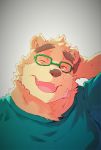  2020 absurd_res anthro brown_body brown_fur clothing eyewear fur glasses heylaw21 hi_res kemono male mammal one_eye_closed shirt slightly_chubby solo tokyo_afterschool_summoners topwear ursid video_games volos wink 