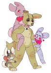  &lt;3 alpha_channel ambiguous_gender animatronic anthro blue_body blue_fur blush bonnie_(fnaf) bow carrying eyelashes eyes_closed fan_character fingers five_nights_at_freddy&#039;s five_nights_at_freddy&#039;s_2 fluffy fluffy_tail fur green_body green_fur lagomorph leporid machine mammal piggyback purple_body purple_fur rabbit red_cheeks robot sharp_teeth simple_background size_difference springtrap_(fnaf) teeth toy_bonnie_(fnaf) toyhare transparent_background video_games walking white_body white_fur 