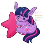 absurd_res audreen blush chibi equid equine female feral friendship_is_magic hasbro hi_res horn hug looking_at_viewer mammal my_little_pony mythological_creature mythological_equine mythology plushie simple_background solo star stitch_(sewing) twilight_sparkle_(mlp) unicorn