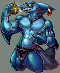 2026 5_fingers abs absurd_res accessory anthro aquatic biceps biped bulge claws clothed clothing coin digital_media_(artwork) dungeons_of_aether fin fin_piercing fingers fish furgonomic_piercing furgonomics gills glistening glistening_body grin ground_shark head_fin hi_res holding_coin holding_object jewelry jwbash male money muscular muscular_anthro muscular_arms muscular_male muscular_thighs nipples pantsless pantsless_anthro pantsless_male pecs piercing rivals_of_aether shark shark_tail sharp_teeth shirtless shirtless_anthro shirtless_male slade_(dungeons_of_aether) smile solo speedo standing swimwear tail teeth topless triceps underwear