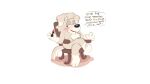 16:9 2025 4_fingers anthro armchair bent_arm big_eyes big_nose biped black_eyes black_nose black_text bluey_(series) blush blush_lines blushing_profusely canid canine canis chair cheek_tuft chest_tuft creamycado crossed_legs dialogue digital_drawing_(artwork) digital_media_(artwork) dipstick_ears domestic_dog ear_markings ear_tuft english_text eyebrows eyelashes facial_tuft feet female fingers floppy_ears folded_ears fur fur_tuft furniture glistening glistening_nose gloves_(marking) grey_body grey_ears grey_fur half-closed_eyes head_tuft hi_res holding_lipstick holding_object humanoid_hands hunting_dog iris leg_markings light_body light_fur light_markings lipstick lipstick_(object) looking_aside makeup mammal markings mature_anthro mature_female monotone_background multicolored_body multicolored_ears multicolored_fur narrowed_eyes naturally_censored no_pupils nude nude_anthro nude_female on_chair open_mouth open_smile pink_blush plantigrade polygonal_speech_bubble profanity red_tongue simple_background sitting sitting_on_armchair sitting_on_chair smile snout socks_(marking) solo speech_bubble terrier terrier_mum_(bluey) text thick_eyebrows three-quarter_view tongue tuft two_tone_body two_tone_fur white_background white_body white_ears white_eyebrows white_fur white_markings white_sclera white_speech_bubble widescreen