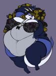 absurd_res anthro arm_warmers armwear black_hair chubby_cheeks clothing curvy_figure deep_navel dragon eyeshadow female gem hair hi_res horn huge_hair legwear lingerie lipstick lying makeup morbidly_obese multicolored_hair mythological_creature mythological_scalie mythology navel obese on_back overweight pearl_(gem) ribbons scalie solo stockings swissy tail thetunafish thick_thighs translucent translucent_clothing two_tone_hair voluptuous