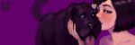 2025 3:1 ambiguous_feral ambiguous_gender bird_dog black_body black_fur black_hair black_nose blush canid canine canis digital_media_(artwork) digital_painting_(artwork) domestic_dog female female/ambiguous female_human feral fur hair heart_symbol hi_res holding_head human hunting_dog interspecies kiss_on_cheek kissing labrador looking_at_another looking_at_partner looking_at_viewer lupaningyo mammal nude nude_ambiguous nude_female painting_(artwork) purple_background qr_code retriever signature simple_background tail tail_motion tailwag text tongue tongue_out url