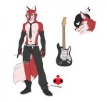 2022 accessory anthro armwear belt bottomwear bowler_hat canid canine cigarette clothed clothing elbow_gloves electric_guitar footwear fox full-length_portrait fur gloves guitar half-closed_eyes handwear hat hat_feather headgear headshot_portrait headwear hi_res holding_cigarette holding_object inner_ear_fluff looking_at_viewer loose_feather louis_velvet male mammal model_sheet mouth_closed musical_instrument narrowed_eyes navel navel_piercing necktie pants piercing plucked_string_instrument portrait reagan700 shoes smile smiling_at_viewer solo string_instrument topless topless_anthro topless_male tuft whiskers