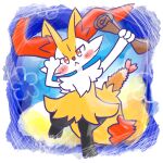 1:1 2024 :< ambiguous_anthro ambiguous_gender annyui0611 anthro biped blush blush_stickers braixen canid digital_drawing_(artwork) digital_media_(artwork) digitigrade dipstick_tail food front_view full-length_portrait generation_6_pokemon head_tilt hi_res holding_map holding_object japanese_description looking_at_viewer mammal markings nintendo object_in_tail on_one_leg pokemon pokemon_(species) portrait shrimp_(food) solo standing tail tail_markings translated_description
