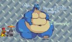 1_horn 2024 anthro anthrofied aquatic belly belly_overhang big_belly big_breasts blue_background bodily_fluids bottom_heavy breasts deep_navel digital_media_(artwork) duo embarrassed english_text fat_arms featureless_breasts feet female female_focus food food_stand frown generation_1_pokemon generation_5_pokemon hand_on_belly hand_on_own_belly horn hot_dog hot_dog_stand huge_belly huge_hips huge_thighs hungry jellybru lapras looking_at_own_belly male morbidly_obese morbidly_obese_anthro morbidly_obese_female navel nervous nintendo nude obese obese_anthro obese_female onomatopoeia open_frown open_mouth overweight overweight_anthro overweight_female pattern_background pixel_(artwork) pokemon pokemon_(species) pokemorph rumbling_stomach scrafty self-conscious shell signature simple_background solo_focus sound_effects standing sweat sweatdrop talking_to_self text thick_thighs wide_hips