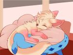 69_position absurd_res ambiguous_gender ayapup blue_body bright canid canine cel_shading chillet clip_studio_paint_(artwork) clothing colored curled_up digital_media_(artwork) duo eyes_closed female_(lore) feral flat_colors fox fur hi_res hidden_face hug hugging_object hugging_pillow latex latex_clothing latex_legwear latex_stockings legwear mammal oral pal_(species) palworld pillow pink_latex pocketpair relaxing sex shaded sleeping stockings tan_body tan_fur trans_(lore) trans_woman_(lore) true_fox window