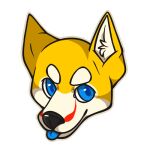 1:1 alpha_channel ambiguous_gender anthro black_nose blue_tongue canid canine canis colored digital_media_(artwork) domestic_dog headshot_portrait husky husqi hybrid low_res mammal nordic_sled_dog portrait smile smirk solo spitz tongue unknown_artist yellow_body yellow_skin