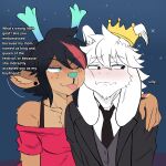 1:1 2026 absurd_res anthro asriel_dreemurr bangs blush blush_lines bovid canon_couple caprine cartoon_freckles deer deltarune dess_holiday duo embarrassed english_text facial_tuft female freckled_face freckles goat hi_res love male mammal piercing romantic romantic_couple ship smug_face tawman_art text tomboy tuft undertale undertale_(series) vehicle watercraft