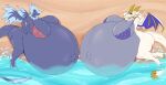 2026 anthro beach belly belly_expansion belly_exposed big_belly big_breasts big_butt bikini bikini_top both_pregnant breasts butt clothing digital_media_(artwork) dragon duo expansion extreme_size_difference female freddymartin green_eyes grey_body hi_res horn huge_belly huge_breasts hyper hyper_belly hyper_breasts hyper_pregnancy lying lying_on_sand mali_(character) mental_health mostly_nude multiple_pregnancies mythological_creature mythological_scalie mythology navel on_side pinup pose pregnant pregnant_anthro pregnant_female relaxing sand scalie size_difference swimwear tail thick_thighs two-piece_swimsuit vanora_(character) water wings