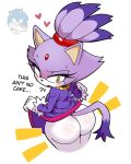 4:5 absurd_res anthro big_butt blaze_the_cat blush bodily_fluids bottomwear butt clothed clothing clothing_lift domestic_cat duo eulipotyphlan fangs felid feline felis female freaky_(meme) hair heart_symbol hedgehog hero hi_res huge_butt looking_back male mammal ponytail princess royalty sega sirsmolnsfw skirt skirt_lift sonic_the_hedgehog sonic_the_hedgehog_(series) sweat sweatdrop teeth text yellow_eyes