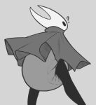 anthro arthropod clean_diaper clothed clothing diaper diaper_under_clothing female hi_res hollow_knight_(franchise) horn hornet_(hollow_knight) insect monochrome octojo rear_view solo team_cherry wearing_diaper