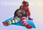 absurd_res all_fours anthro antlers anus artfox26 astrogalaxprotofox balls big_balls big_butt black_body black_fur blue_anus blue_penis blush blush_lines butt clothing cloven_hooves countershade_butt countershade_fur countershade_legs countershade_tail countershading deer fingers fur generic_fur genitals grey_body grey_fur hair hi_res hoof_hands hooved_fingers hooved_toes hooves horn hybrid kerchief legwear machine male mammal neckerchief neckwear pattern_clothing penis presenting presenting_hindquarters protogen rear_view red_hair scut_tail short_tail simple_background solo stockings striped_clothing stripes sweater tail thick_thighs thigh_highs topwear wide_hips