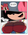 absurd_res ambiguous_gender amy_rose anthro awkward2eleven barry_(sonic) big_breasts bracelet breasts close-up clothed clothing comic dialogue english_text eulipotyphlan female hedgehog hi_res jewelry macropod mammal marsupial nipple_outline pink_body presenting presenting_breasts quokka red_body sega solo sonic_the_hedgehog_(series) speech_bubble stole_(clothing) text the_murder_of_sonic_the_hedgehog