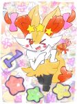 2024 accessory ambiguous_anthro ambiguous_gender annyui0611 anthro biped blush blush_stickers bow_ribbon braixen canid cute_fangs digital_drawing_(artwork) digital_media_(artwork) digitigrade dipstick_tail fangs food full-length_portrait generation_6_pokemon hair_accessory hair_bow hair_ribbon hand_on_hip hi_res japanese_description leaning leaning_forward looking_at_viewer mammal markings milestone_celebration nintendo number object_in_tail on_one_leg one_eye_closed open_mouth open_smile pokemon pokemon_(species) portrait ribbons shrimp_(food) smile snout solo standing star_polygon tail tail_markings teeth translated_description wink winking_at_viewer