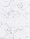 2024 anthro belly belly_expansion big_belly big_breasts big_butt body_expansion bottomwear breast_expansion breasts butt butt_expanion canid canine canis clothed clothing comic coyote deep_navel duo expansion female fur gloves hair handwear hat headgear headwear hi_res huge_belly huge_breasts huge_butt huge_thighs hyper hyper_belly hyper_breasts inflation jacket june_coyote kissing mammal navel obese obese_anthro obese_female obscured_eyes open_mouth overweight overweight_anthro overweight_female procyonid raccoon shorts sketch solo teeth thick_thighs topwear traditional_media_(artwork) virus-20 weight_gain wide_hips