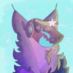 1:1 ambiguous_gender anthro blue_background blue_eyes low_res machine monotone_background protogen purple_body simple_background solo unknown_artist