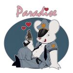 1:1 4_fingers absurd_res accessory alpha_channel anthro bandai_namco bottomwear clothed clothing dowaku_01 fingers fur gun heart_symbol hi_res looking_at_viewer male mammal mappy mappy_(character) mouse murid murine necktie open_bottomwear open_clothing open_pants open_shirt open_topwear pants police police_hat police_uniform pose ranged_weapon rodent shiftylook shirt sitting sitting_on_ground smile solo topwear underwear uniform weapon white_body white_fur