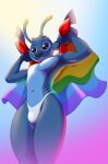 2026 5_fingers 6/26 absurd_res alien antennae_(anatomy) anthro anthrofied athletic athletic_anthro athletic_male blue_body blue_claws blue_finger_claws blue_fur blue_nose bulge claws clothed clothing digital_drawing_(artwork) digital_media_(artwork) dipstick_antennae disney experiment_(lilo_and_stitch) finger_claws fingers flag flag_(object) fur gradient_background hi_res holding_flag holding_object humanoid_hands lgbt_pride lgbt_pride_month lilo_and_stitch male multicolored_antennae navel notched_ear pride_colors rainbow_flag rainbow_pride_flag rainbow_symbol shiuk simple_background slim_anthro slim_male smile solo speedo speedo_only standing stitch_(lilo_and_stitch) swimwear topless white_clothing white_speedo white_swimwear