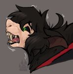 2026 anthro black_lips black_sclera bodily_fluids brown_background brown_body brown_fur brown_hair bust_portrait canid canine demi_transformation drooling fangs female fur fur_growth growth hair human human_to_anthro lips mammal mid_transformation mythological_canine mythological_creature mythology open_mouth portrait saliva sharp_teeth simple_background snout snout_growth solo species_transformation teeth thick_bottom_lip tongue transformation werecanid werecanine werecreature werewolf werewolfaboo