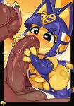 2026 4_fingers animal_crossing ankh_tattoo ankha_(animal_crossing) anthro anthro_penetrated areola armwear artist_logo balls big_penis biped black_eyes blue_armwear blue_bridal_gauntlets blue_claws blue_clothing blue_eyebrows blue_hair blue_leggings blue_legwear blush breasts bridal_gauntlets claws clothed clothed_anthro clothed_female clothing dark-skinned_human dark_body dark_skin domestic_cat duo eyebrow_through_hair eyebrows eyelashes faceless_character faceless_human faceless_male felid feline felis fellatio female female_anthro female_on_human female_penetrated finger_claws fingers foreskin foreskin_play fur garter_belt_leggings genitals hair heart_pupils heart_symbol hi_res human human_on_anthro human_penetrating human_penetrating_anthro interspecies krokobyaka larger_human larger_male leggings legwear logo male male/female male_on_anthro male_penetrating male_penetrating_female mammal markings navel nintendo nipples oral oral_penetration penetration penile penis penis_in_mouth ring_(marking) ringed_tail sex signature size_difference small_breasts smaller_anthro smaller_female standing striped_markings striped_tail stripes tail tail_markings tongue_in_foreskin translucent translucent_hair uraeus vein veiny_penis vulva yellow_body yellow_fur
