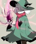 2020 ambiguous_anthro ambiguous_gender anthro biped bovid caprine cel_shading claws clothed clothed_anthro clothing colored dark_magic deltarune digital_media_(artwork) eyewear finger_claws floppy_ears front_view fully_clothed fully_clothed_anthro fur glasses goat green_clothing green_hat green_headwear green_robe hat headgear headwear heart_symbol humanoid_hands looking_at_viewer magic magic_user mammal monotone_body monotone_fur pink_scarf portrait ralsei red_eyes robe scarf shaded simple_background solo sskomu standing tan_background three-quarter_portrait undertale_(series) white_body white_ears white_fur