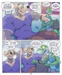 2026 4_fingers anole anthro anti_dev bag black_nose blockage_(layout) blue_clothing blue_shirt blue_tank_top blue_topwear border bottomwear brown_bottomwear brown_clothing brown_pants buckteeth clothed clothed_anthro clothed_male clothing colored comic countershade_face countershading dialogue digital_drawing_(artwork) digital_media_(artwork) duo english_text fingers fully_clothed fur furniture green_body green_eyes green_skin grey_body grey_bottomwear grey_clothing grey_fur grey_shorts hi_res inside jim_rat larger_anthro larger_male living_room lizard looking_at_another male male/male mammal murid murine muscular muscular_anthro muscular_male nervous nipple_outline on_sofa pants pec_cleavage pecs purple_clothing purple_shirt purple_t-shirt purple_topwear rat reptile rodent scalie shaded shirt shorts sitting sitting_on_sofa size_difference slim slim_anthro slim_male smaller_anthro smaller_male sofa speech_bubble t-shirt tail tan_body tan_skin tank_top teeth text three_frame_image topwear tripp_(anti_dev) v-neck white_border yellow_sclera yes-no_question