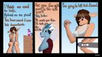 16:9 anthro bathroom blue_eyes cellphone comic deer dialogue dragon electronics english_text female hi_res lumi_the_lizard male mammal mythological_creature mythological_scalie mythology phone positive_pregnancy_test pregnancy_test pregnant scalie snezka text toilet vera_(snezka) widescreen worried