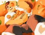 2022 anthro bear belt black_bottomwear black_clothing black_pants blush bottomwear box bracelet brown_hair chest_tuft clothing container crate eyebrow_slit eyebrows food footwear fruit fur gobert_krasimir green_bracelet hair hi_res holding_box holding_container holding_crate holding_object jewelry leaf male mammal orange_(fruit) orange_body orange_fur pants plant shirt smile socks solo sparkles topwear tuft ursine vinpq white_clothing white_footwear white_shirt white_socks white_topwear
